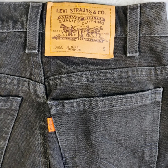 Vintage Levi's Orange Tab Relaxed Fit Tapered Leg Black Denim Jeans Size Small - Picture 12 of 12